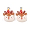 Christmas Theme Opaque Resin Pendants, with Platinum Iron Loop, Elk, 25x18.5x8.5mm, Hole: 2mm