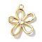Brass Micro Pave Clear Cubic Zirconia Pendants, Cadmium Free & Nickel Free & Lead Free, Flower, Real 18K Gold Plated, 17x14x2.8mm, Hole: 1.5mm