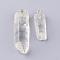 Natural Quartz Crystal Pendants, Rock Crystal Pendants, with Platinum Tone Brass Findings, Nuggets, 32~47x11~16x8~13mm, Hole: 2mm