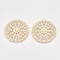 Brass Filigree Joiners Links, Etched Metal Embellishments, Cadmium Free & Nickel Free & Lead Free, Flat Round, Light Gold, 30x0.3mm, Hole: 1.2mm