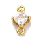 Brass Cubic Zirconia Rhombus Connector Charms, Rack Plating, Real 18K Gold Plated, Long-Lasting Plated, Lead Free & Cadmium Free, Clear, 10.5x7x4mm, Hole: 1.2mm