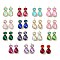 Glass Rectangle & Teardrop Leverback Earrings, Real 14K Gold Plated 304 Stainless Steel Earrings, Mixed Color, 30x16mm