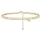 Heart Brass with Crystal Rhinestone Anklets, Golden, Letter X, 9-1/8 inch(230mm)