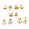Sun with Evil Eye Real 18K Gold Plated Brass Stud Earrings, with Enamel, Mixed Color, 9.5mm