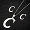 201 Stainless Steel Pendant Necklaces & Stud Earrings Sets, Letter C, 400mm