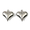 304 Stainless Steel Pendants. Heart Charm, Anti-Tarnish, Stainless Steel Color, 17.5x16.5x6mm, Hole: 1mm