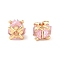 Brass Micro Pave Cubic Zirconia Beads, Cadmium Free & Nickel Free & Lead Free, Square, Pearl Pink, Real 18K Gold Plated, 5.5x5.5x5mm, Hole: 1.2mm