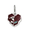 Brass Enamel Micro Pave Cubic Zirconia Pendants, Cadmium Free & Nickel Free & Lead Free, Heart, Flower, Platinum, 21x21x7mm, Hole: 6x4mm