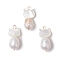 304 Stainless Steel Pave K9 Glass Flat Round Connector Charms, Mixed Color, Light Gold, 22x10x9.5mm, Hole: 2mm