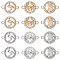 36Pcs 6 Styles Alloy Crystal Rhinestone Connector Charms, Flat Round Links, Platinum & Light Gold, 16x22.5~23x2.5~3mm, Hole: 2~2.5mm, 6pcs/style