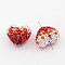 Gradient Color Polymer Clay Grade A Rhinestone Beads, Heart Focals Beads for Beadable Pens Jewelry Keychain Making, Siam, 13x15x11mm, Hole: 1mm