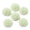 Glass Seed Beaded Cabochons, Cluster Beads, with Golden Plated Iron Perforated Disc Settings, Half Round, Pale Green, 19.5x9mm