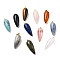 Natural & Synthetic Gemstone Pointed Pendants, with Golden Brass Findings, Bullet, Mixed Dyed and Undyed, 32~33x12mm, Hole: 2.5x6mm