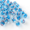 Handmade Luminous Inner Flower Lampwork Beads, Round, Deep Sky Blue, 9~10mm, Hole: 1~2mm