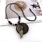 Bohemian Wood Donut Alloy Pendant Long Necklaces for Women, Antique Bronze, Wing, 35.43 inch(90cm)