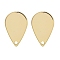 Brass Stud Earrings Findings, Real 18K Gold Plated, Teardrop, 15x10mm, Hole: 1.2mm, Pin: 12x0.8mm