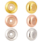 6Pcs 3 Colors 925 Sterling Silver Beads, with Rubber Inside, Slider Beads,  Rondelle, Mixed Color, 5x2.5mm, Hole: 1mm, 2pcs/color