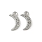 304 Stainless Steel Pendant Rhinestone Settings, Stainless Steel Color, Moon, Fit for 0.8mm and 0.9mm Rhinestone, 7.5x4.5x1mm, Hole: 0.7mm