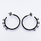 PVD Vacuum Plating 304 Stainless Steel Stud Earring Findings, Half Hoop Earrings, with Loop, Black, 32x33.5x2mm, Hole: 2mm, Pin: 0.8mm