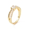 Real 18K Gold Plated Brass Micro Pave Cubic Zirconia Rings, Glass Rhinestone and Plastic Imitation Pearl Adjustable Rings for Women, Clear, 2.5~5mm, Inner Diameter: US Size 7 1/4(17.5mm)