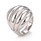 Non-Tarnish 304 Stainless Steel Textured Chunky Finger Ring, Croissant Ring for Women, Stainless Steel Color, US Size 7 1/4(17.5mm)