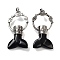 Natural Obsidian Whale Tail Big Pendants, Rack Plating Antique Silver Plated Alloy Fish Ring Charms, Cadmium Free & Lead Free, 56~57x29x12.5~13mm, Hole: 6.5x6mm