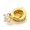 Brass Micro Pave Cubic Zirconia Pendants, Interlocking Charms, Round, 17x13.5x10mm, Hole: 0.8 and 1mm