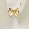 304 Stainless Steel Bowknot Stud Earrings, Golden, 13x15mm