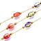 Handmade Glass Oval Link Chains, with 304 Stainless Steel, for Necklaces Bracelets Making, Ion Plating(IP), Soldered, with Spool, Real 18K Gold Plated, Colorful, 6.2x4.2x3mm