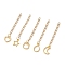 Ion Plating(IP) 304 Stainless Steel Curb Chain Extenders, End Chains with Zinc Alloy Chain Tabs, Mixed Shape, Golden, 52mm