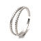 Non-Tarnish 304 Stainless Steel Open Cuff Rings, Double Lines, Stainless Steel Color, US Size 8(18.1mm)