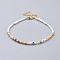 Millefiori Glass Anklets, with Round Glass Seed Beads, Brass Beads, 304 Stainless Steel Twisted Chains and Lobster Claw Clasps, Mixed Color, 8-3/4 inch(22.2cm), 3mm