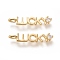 Brass Micro Pave Clear Cubic Zirconia Pendants, Long-Lasting Plated, Word Lucky, Real 18K Gold Plated, 32x6.6x3.5mm, Hole: 4.5x2.5mm