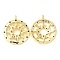 Brass Micro Pave Cubic Zirconia Pendants, Flat Round with Sun, Real 18K Gold Plated, 18x15x3mm, Hole: 1.5mm