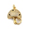 Brass with Cubic Zirconia Pendants, Golden, Mushroom, 22x17x6mm, Hole: 3.4mm