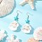 Shell Dangle Earrings, with Shell Pearl and Synthetic Turquoise, Shell Shape with Starfish, Platinum, 68x28.5mm