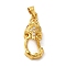 Brass Cubic Zirconia Pendants, Long-Lasting Plated, Lead Free & Cadmium Free, Dragon, Golden, 22.5x9x6mm, Hole: 4.5x4mm