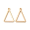 Brass Pendants, Cadmium Free & Nickel Free & Lead Free, Triangle, Hollow, Real 18K Gold Plated, 18.5x12.5x1mm, Hole: 1.2mm