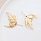 Brass Pave Medium Purple Cubic Zirconia Wing Head Pins, for Baroque Pearl Making, Golden, 42x28mm
