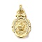 Rack Plating Brass Micro Pave Cubic Zirconia with Sea shell Pendants, Cadmium Free & Lead Free, Oval with Crown, Real 18K Gold Plated, 31x21.5x5mm, Hole: 6x3.5mm