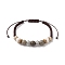 Round Lava Rock & Wood Braided Beads Bracelets, Adjustable Alloy Beads Jewelry for Women, Mixed Color, Inner Diameter: 2-1/8~3-1/2 inch(5.5~9cm)