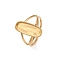 Real 18K Gold Plated 304 Stainless Steel Cuff Ring Components, Blank Bezel Cup Ring Setting, Ion Plating(IP), Oval, Tray: 16x6mm, Inner Diameter: Adjustable