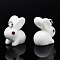 Flocky Resin Pendants, with Platinum Plated Iron Loops, Rabbit, White, 18x16.5x11mm, Hole: 2.5mm