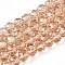 Glass Beads Strands, Faceted, Rondelle, Tan, 6x5mm, Hole: 1mm, about 80~85pcs/strand, 38~40cm