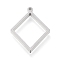 Tarnish Resistant 304 Stainless Steel Open Back Bezel Pendants, For DIY UV Resin, Epoxy Resin, Pressed Flower Jewelry, Rhombus, Matte Stainless Steel Color, 33x24.5x3mm, Hole: 2mm