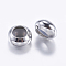 Brass Beads, with Rubber Inside, Slider Beads, Rondelle, Platinum, 6x3mm, Hole: 2mm