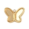 Ion Plating(IP) 304 Stainless Steel Rack Plating Pendant Cabochon Settings, Butterfly, Polished, Real 18K Gold Plated, 10.5x14.5x4mm, Hole: 1.2mm