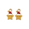 304 Stainless Steel Enamel Pendants, Ion Plating(IP), Christmas Theme, Real 18K Gold Plated, Star, 15x9.5x1mm, Hole: 2.2mm
