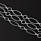 Brass Handmade Chains, Unwelded, with Spool, Silver Color Plated, 10mm wide, 10-25mm long, 1mm thick, about 32.8 Feet(10m)/roll