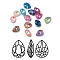 Glass Rhinestone Cabochons, Mocha Fluorescent Style,  Pointed Back, Faceted, Teardrop, Mixed Color, 18x13x7mm